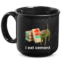 I Eat Cement Cursed Cat Funny Oddly Specific Dank 15oz Campfire Ceramic Mug