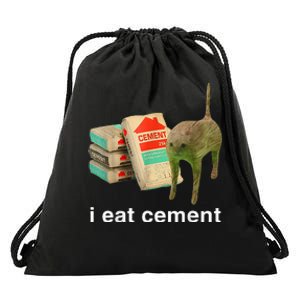 I Eat Cement Cursed Cat Funny Oddly Specific Dank Drawstring Bag