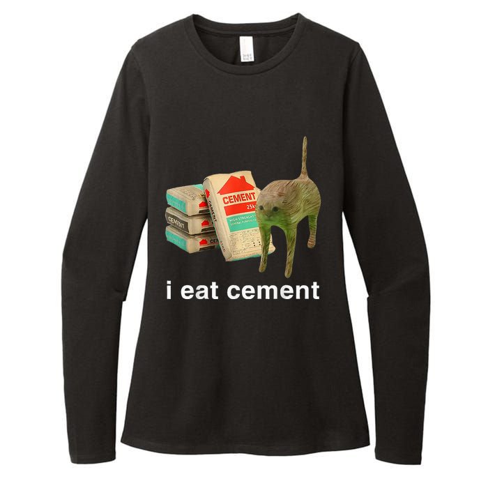 I Eat Cement Cursed Cat Funny Oddly Specific Dank Womens CVC Long Sleeve Shirt