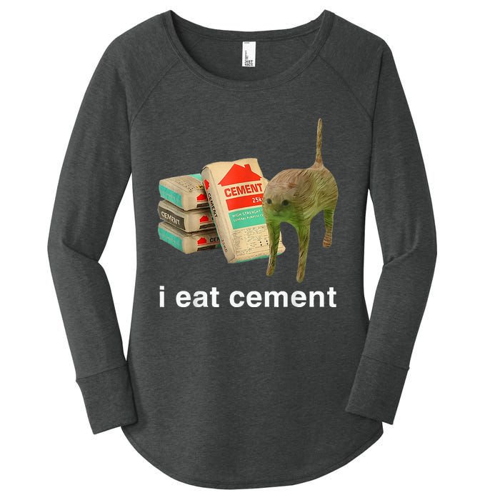 I Eat Cement Cursed Cat Funny Oddly Specific Dank Women's Perfect Tri Tunic Long Sleeve Shirt