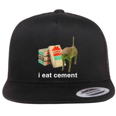 I Eat Cement Cursed Cat Funny Oddly Specific Dank Flatbill Hat
