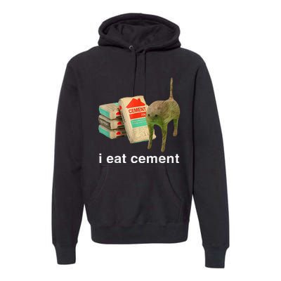 I Eat Cement Cursed Cat Funny Oddly Specific Dank Premium Hoodie