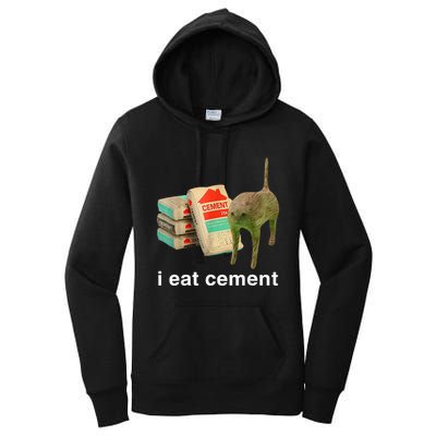 I Eat Cement Cursed Cat Funny Oddly Specific Dank Women's Pullover Hoodie