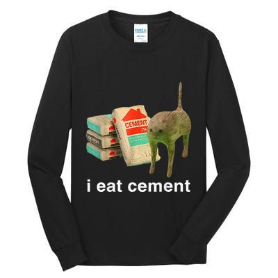 I Eat Cement Cursed Cat Funny Oddly Specific Dank Tall Long Sleeve T-Shirt