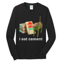 I Eat Cement Cursed Cat Funny Oddly Specific Dank Tall Long Sleeve T-Shirt