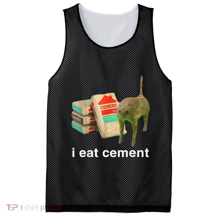 I Eat Cement Cursed Cat Funny Oddly Specific Dank Mesh Reversible Basketball Jersey Tank