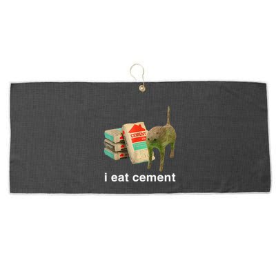 I Eat Cement Cursed Cat Funny Oddly Specific Dank Large Microfiber Waffle Golf Towel