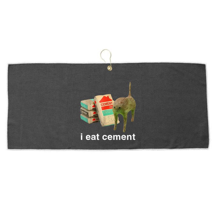 I Eat Cement Cursed Cat Funny Oddly Specific Dank Large Microfiber Waffle Golf Towel
