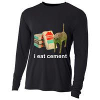 I Eat Cement Cursed Cat Funny Oddly Specific Dank Cooling Performance Long Sleeve Crew