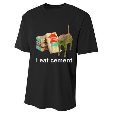 I Eat Cement Cursed Cat Funny Oddly Specific Dank Performance Sprint T-Shirt