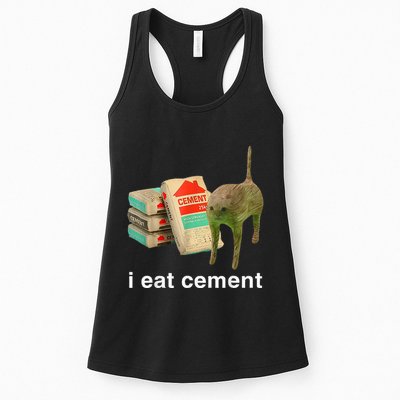 I Eat Cement Cursed Cat Funny Oddly Specific Dank Womens Tank Top