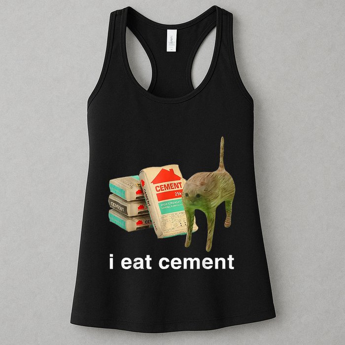 I Eat Cement Cursed Cat Funny Oddly Specific Dank Womens Tank Top