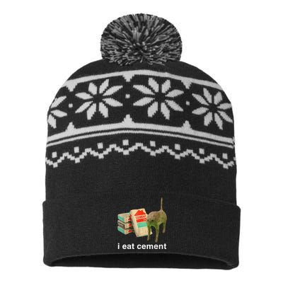 I Eat Cement Cursed Cat Funny Oddly Specific Dank USA-Made Snowflake Beanie