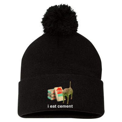 I Eat Cement Cursed Cat Funny Oddly Specific Dank Pom Pom 12in Knit Beanie