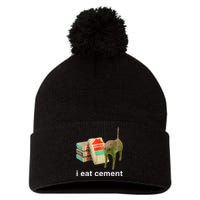 I Eat Cement Cursed Cat Funny Oddly Specific Dank Pom Pom 12in Knit Beanie