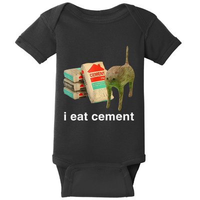 I Eat Cement Cursed Cat Funny Oddly Specific Dank Baby Bodysuit