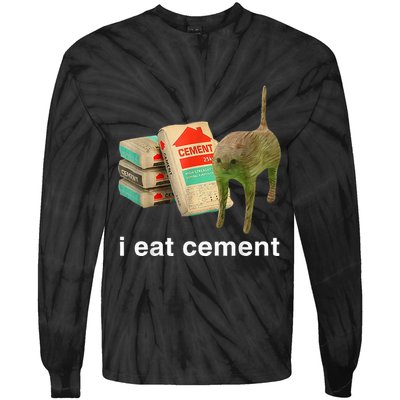I Eat Cement Cursed Cat Funny Oddly Specific Dank Tie-Dye Long Sleeve Shirt