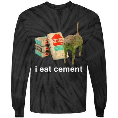 I Eat Cement Cursed Cat Funny Oddly Specific Dank Tie-Dye Long Sleeve Shirt