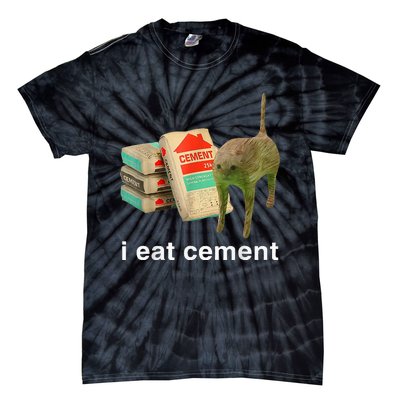 I Eat Cement Cursed Cat Funny Oddly Specific Dank Tie-Dye T-Shirt