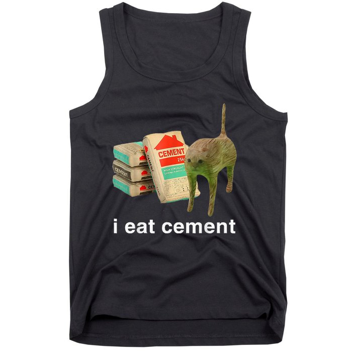 I Eat Cement Cursed Cat Funny Oddly Specific Dank Tank Top