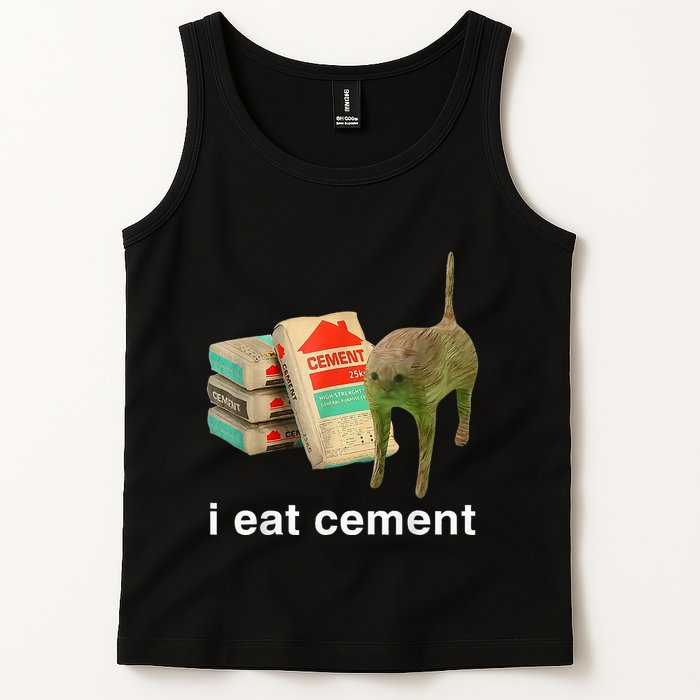 I Eat Cement Cursed Cat Funny Oddly Specific Dank Tank Top
