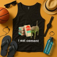 I Eat Cement Cursed Cat Funny Oddly Specific Dank Tank Top