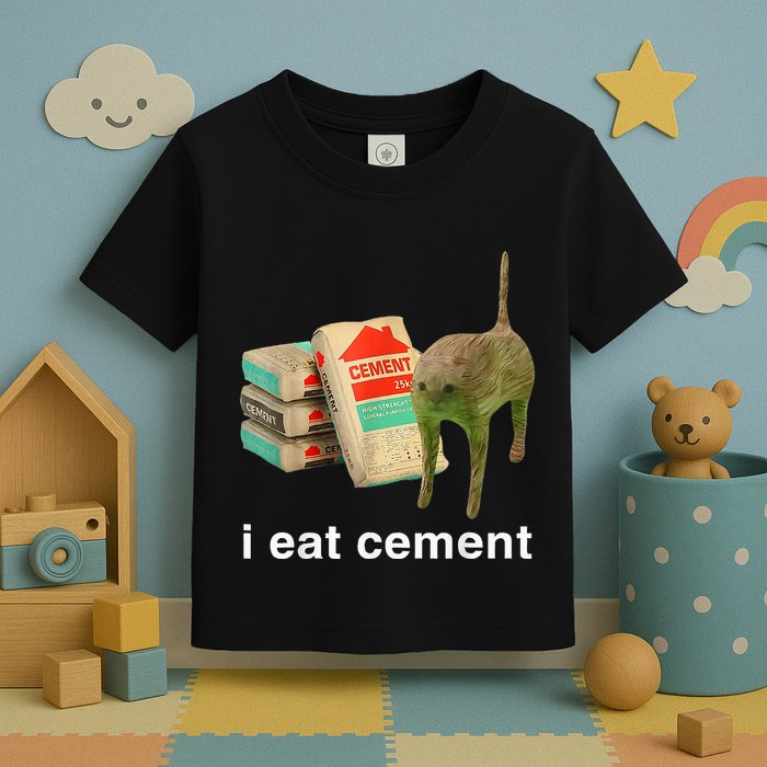 I Eat Cement Cursed Cat Funny Oddly Specific Dank Toddler T-Shirt