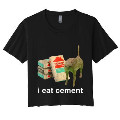 I Eat Cement Cursed Cat Funny Oddly Specific Dank Crop Top