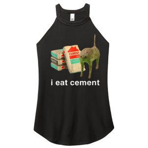 I Eat Cement Cursed Cat Funny Oddly Specific Dank Women's Perfect Tri Rocker Tank