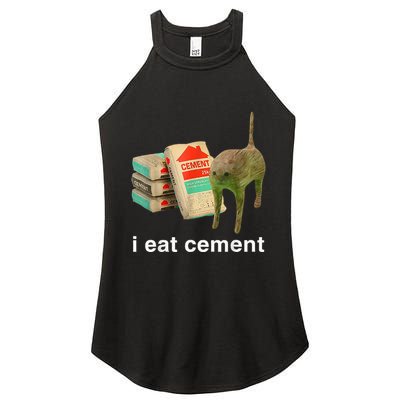 I Eat Cement Cursed Cat Funny Oddly Specific Dank Women's Perfect Tri Rocker Tank