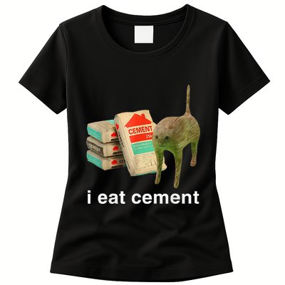 I Eat Cement Cursed Cat Funny Oddly Specific Dank Womens T-Shirt
