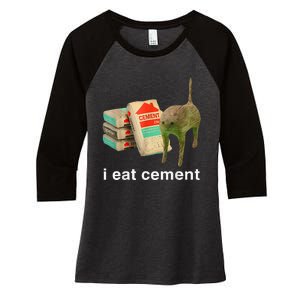 I Eat Cement Cursed Cat Funny Oddly Specific Dank Women's Tri-Blend 3/4-Sleeve Raglan Shirt