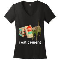 I Eat Cement Cursed Cat Funny Oddly Specific Dank Women's V-Neck T-Shirt