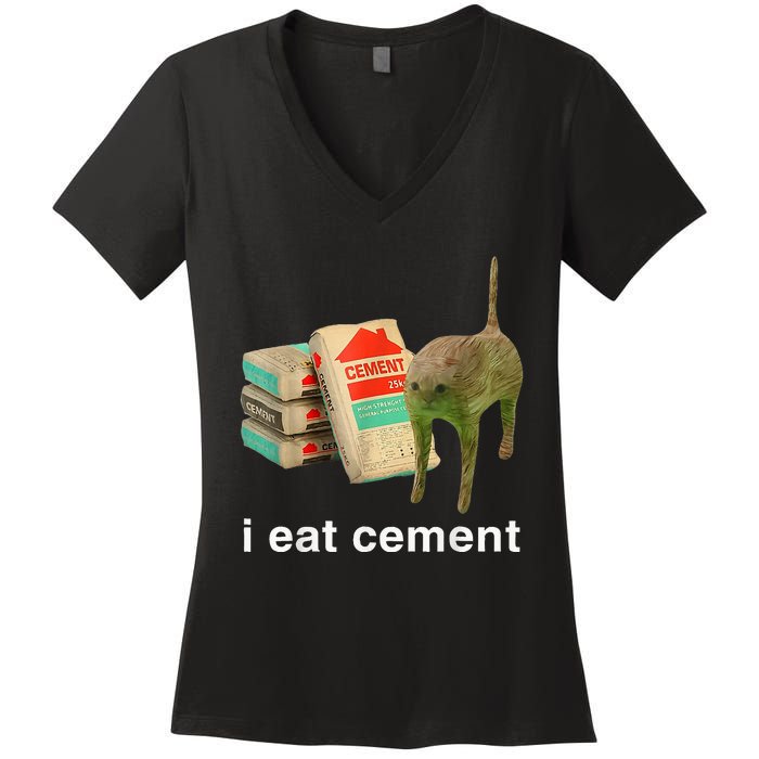 I Eat Cement Cursed Cat Funny Oddly Specific Dank Women's V-Neck T-Shirt