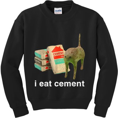 I Eat Cement Cursed Cat Funny Oddly Specific Dank Kids Sweatshirt