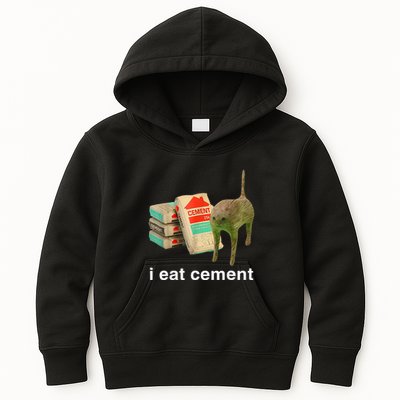 I Eat Cement Cursed Cat Funny Oddly Specific Dank Kids Hoodie