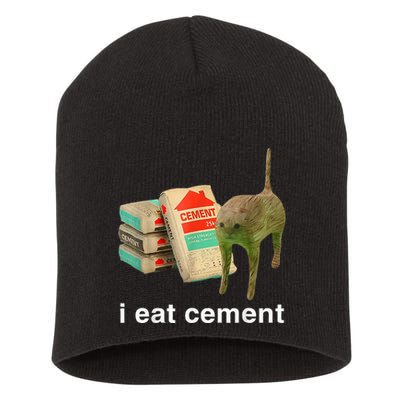 I Eat Cement Cursed Cat Funny Oddly Specific Dank Short Acrylic Beanie
