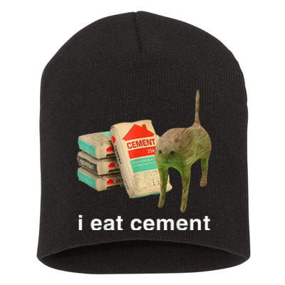 I Eat Cement Cursed Cat Funny Oddly Specific Dank Short Acrylic Beanie