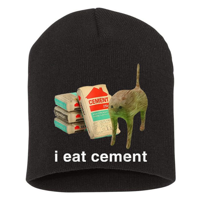 I Eat Cement Cursed Cat Funny Oddly Specific Dank Short Acrylic Beanie