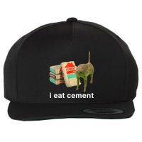 I Eat Cement Cursed Cat Funny Oddly Specific Dank Wool Snapback Cap