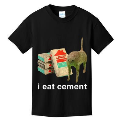 I Eat Cement Cursed Cat Funny Oddly Specific Dank Kids T-Shirt
