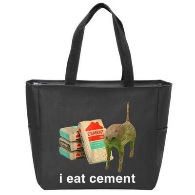 I Eat Cement Cursed Cat Funny Oddly Specific Dank Zip Tote Bag