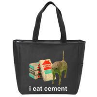 I Eat Cement Cursed Cat Funny Oddly Specific Dank Zip Tote Bag
