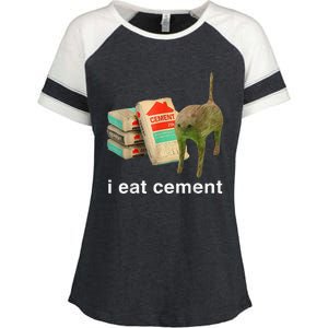 I Eat Cement Cursed Cat Funny Oddly Specific Dank Enza Ladies Jersey Colorblock Tee