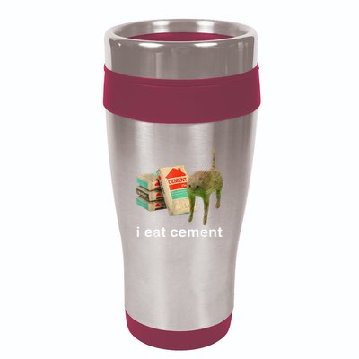 I Eat Cement Cursed Cat Funny Oddly Specific Dank 16oz Travel Tumbler