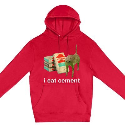 I Eat Cement Cursed Cat Funny Oddly Specific Dank Premium Pullover Hoodie