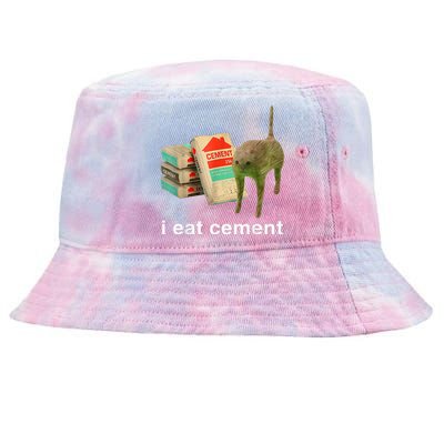 I Eat Cement Cursed Cat Funny Oddly Specific Dank Tie-Dyed Bucket Hat