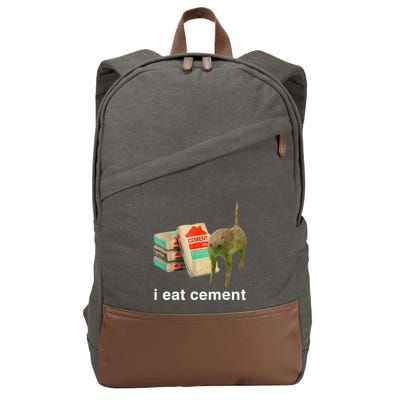 I Eat Cement Cursed Cat Funny Oddly Specific Dank Cotton Canvas Backpack