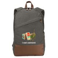 I Eat Cement Cursed Cat Funny Oddly Specific Dank Cotton Canvas Backpack