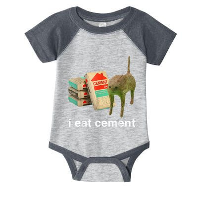 I Eat Cement Cursed Cat Funny Oddly Specific Dank Infant Baby Jersey Bodysuit